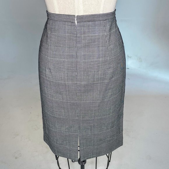 Piazza Sempoine Black & White Houndstooth/Plaid Mixed Pattern Wool Skirt Sz. 44 - Picture 6 of 11